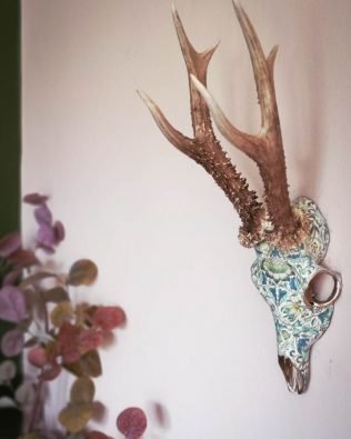 roebuck antlers decoupaged in liberty of london Lodden