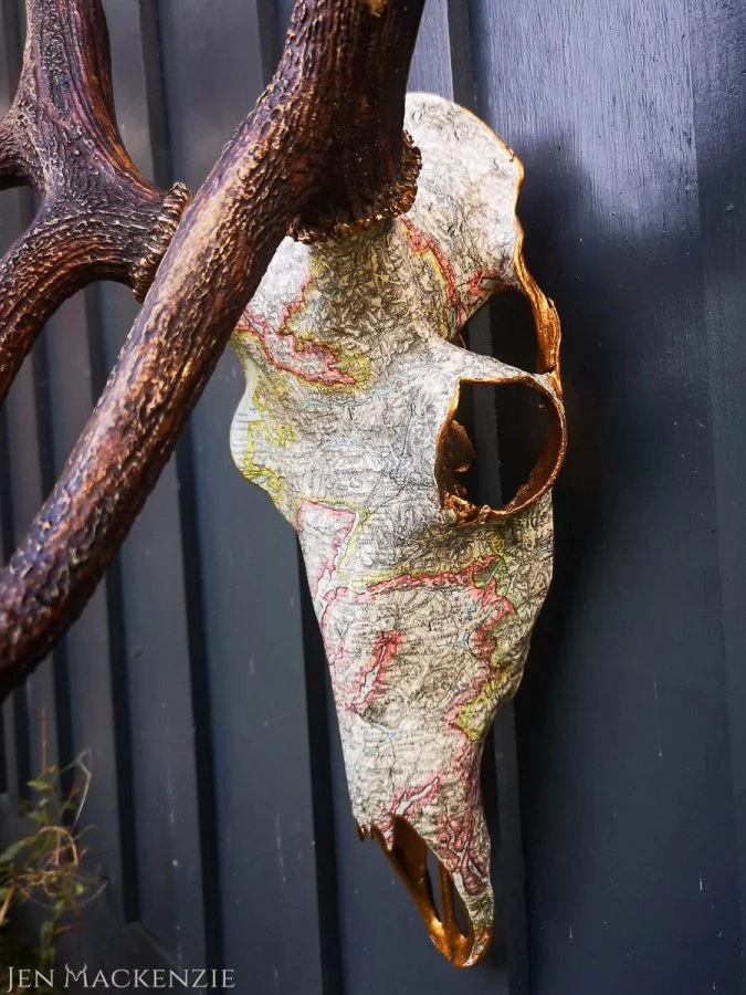 antique map themed antler decorating ideas